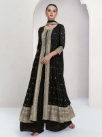 Black Real Georgette Plazzo Suit